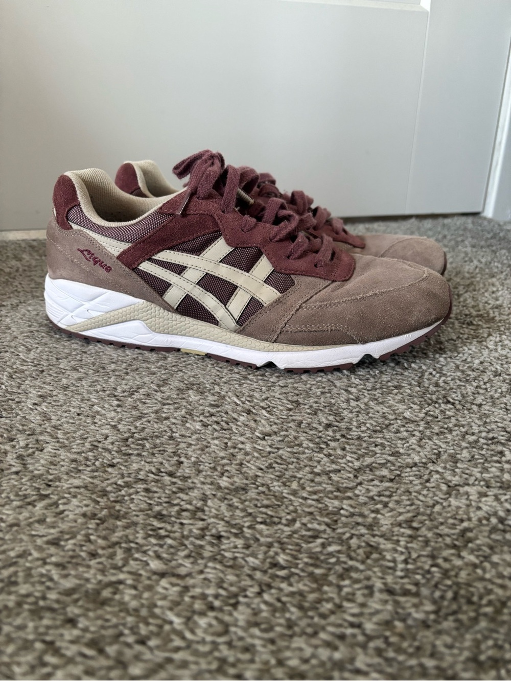 ASICS Men's Suede Sneakers in Burgundy and Taupe